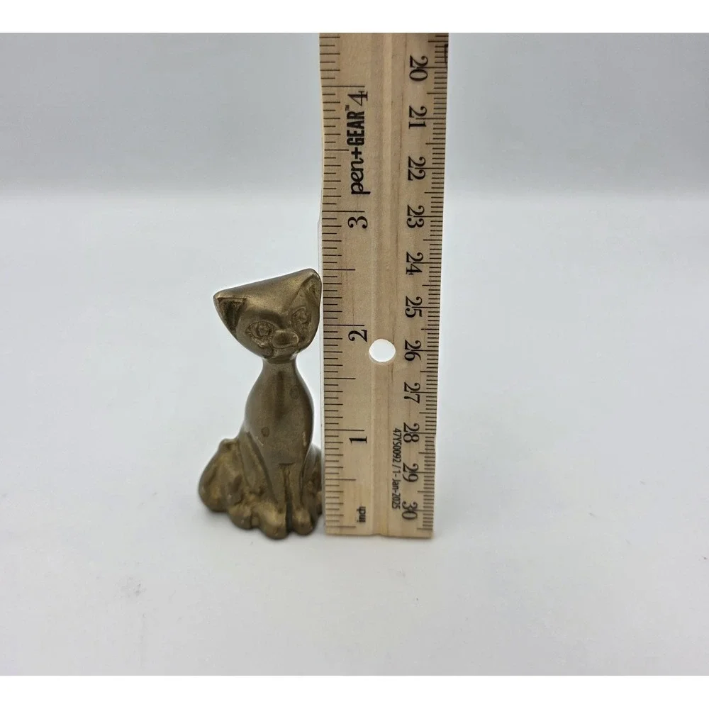 Vintage Brass Small Kitty Cat Figurine MCM Heavy Goldtone‎ 2.75